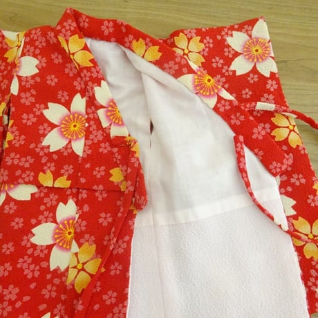 人形用 着物 セット 桜ちらし 赤