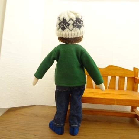 人形用 Vネック カーディガン グリーン 男の子タイプ