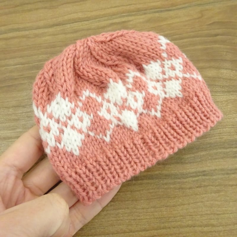 armarex 地形図風ニット帽 ベーシック カフニット モールヤーンニット パープル