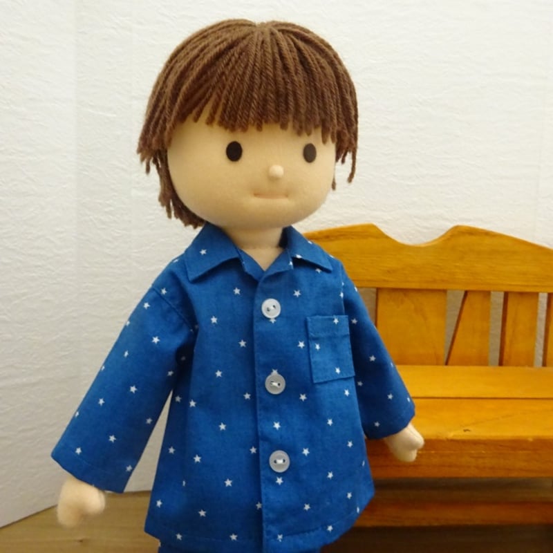 人形用 長袖 パジャマ ブルー 星柄 男の子タイプ | ミックスジャム