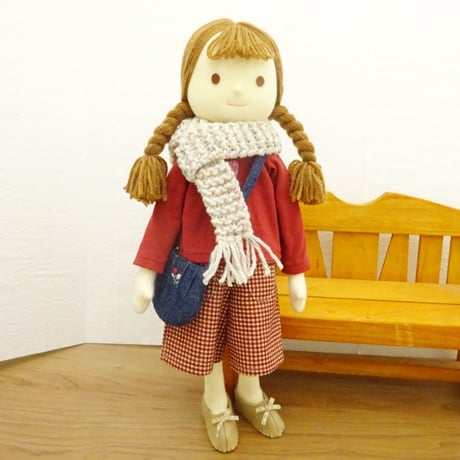 人形用 ツィード マフラー ライトベージュ 35cm 40cm