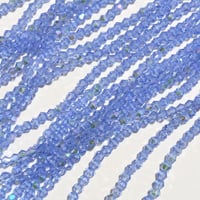 【124-1】10連約38cm370円・ガラスビーズ・電気メッキ・そろばん型・ライトブルーオーロラカラー