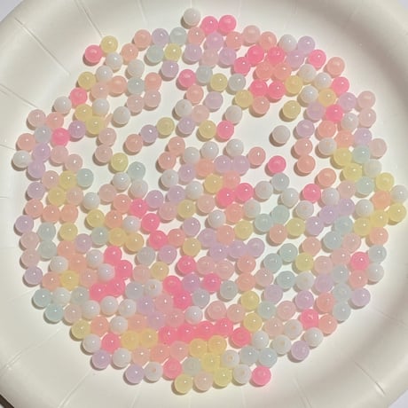 【45】30g100円・プラスチックビーズ・ゼリー風・約6mm玉・MIXカラー