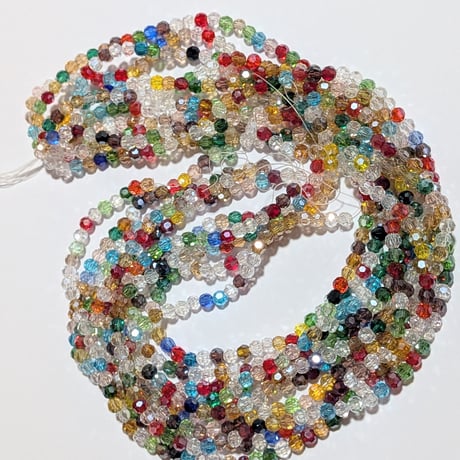 【49】1連約32cm50円・ガラスビーズ・約4mm・多面カット・MIXカラー