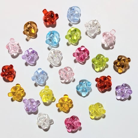 【6】30g約26個100円・アクリルビーズ・結び目・クリアMIXカラー