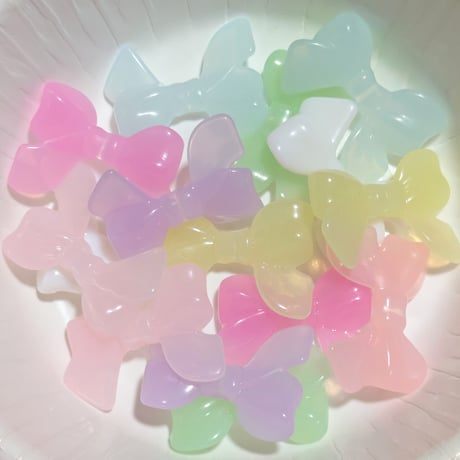 【16】30g約15個100円・アクリルビーズ・ゼリー風・リボン・MIXカラー