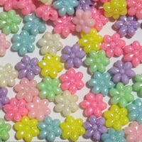 【92】30g100円・アクリルビーズ・花・オーロラMIXカラー
