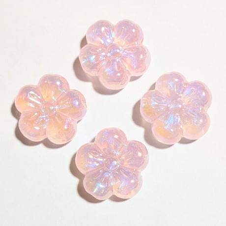 【48】1個20円・アクリルビーズ・UVメッキ・花・5カラー