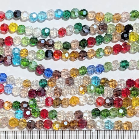 【49】1連約32cm50円・ガラスビーズ・約4mm・多面カット・MIXカラー