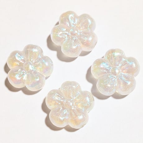 【48】1個20円・アクリルビーズ・UVメッキ・花・5カラー