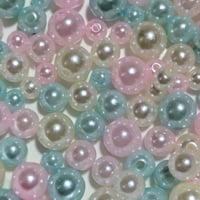 【75】30g100円・ABSプラスチックビーズ・パール調・ピンク水色MIX・約6.8.10mm玉