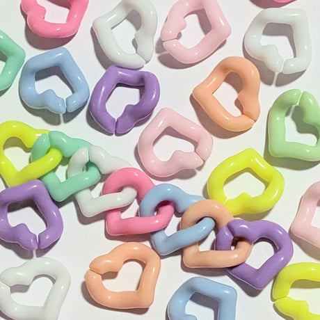 【18】30g100円・アクリルチェーン・ハート・MIXカラー