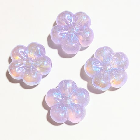 【48】1個20円・アクリルビーズ・UVメッキ・花・5カラー