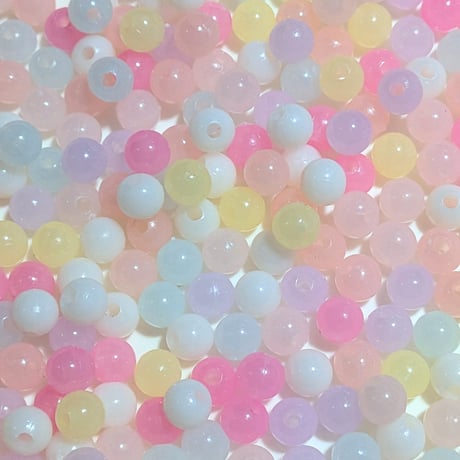 【45】30g100円・プラスチックビーズ・ゼリー風・約6mm玉・MIXカラー
