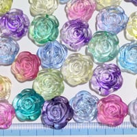 【130】30g約31個100円・アクリルビーズ・薔薇・グラデーションMIXカラー