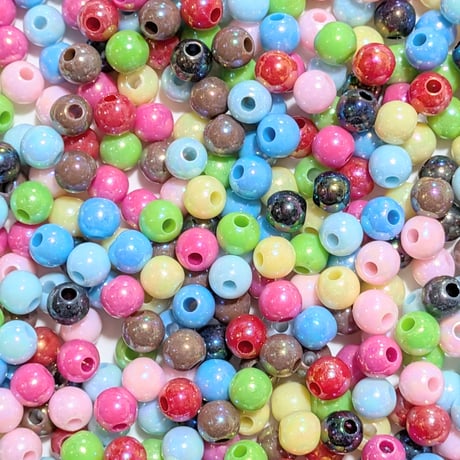 【32】30g100円・アクリルビーズ・約6mm玉・オーロラMIXカラー