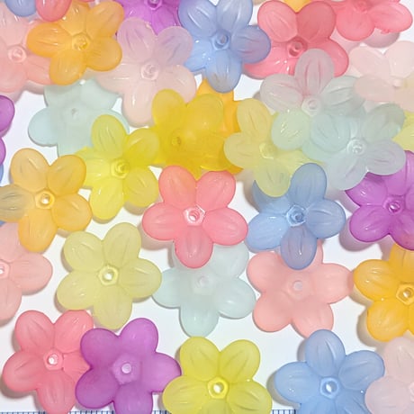 【24】30g100円・アクリルビーズ・お花・フロスト・MIXカラー