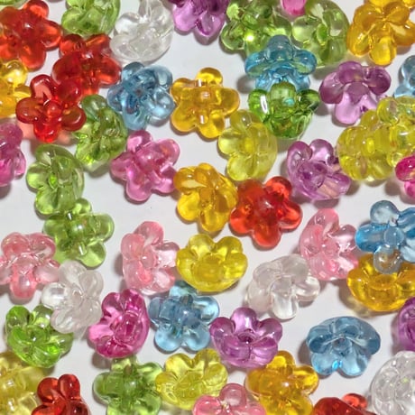 【107】30g100円・アクリルビーズ・花・MIXカラー
