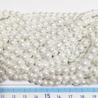 【128】1連約78cm約130個80円・ガラスパール・ホワイト・約6mm玉