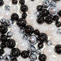 【2】30g100円・ABSプラスチックビーズ・パール調・ブラックMIX・約6.8.10mm玉
