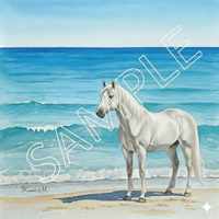 ホワイトホース 海 創作イラスト画 AI ②