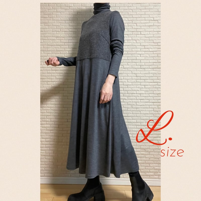 タートルネックニットワンピースL | h. closet