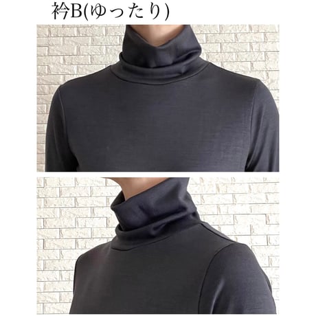 タートルネックニットワンピースL