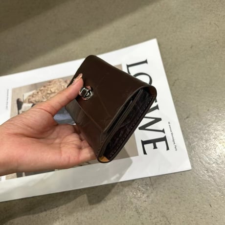 ミニ財布 クラッキングレザー仕様 本牛革 二つ折りカードケース 免許証入れ 名刺入れ リップ収納 男女兼用 シルバー金具 韓国風 おしゃれ