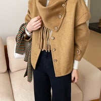 スカーフコート 70％ウール　30％テンセル 取り外し可能 上品 暖かい