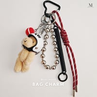 バッグチャーム かわいい 野球 ヘルメット パラコード パール キーリング カラビナ付き 韓国ファッション おしゃれ