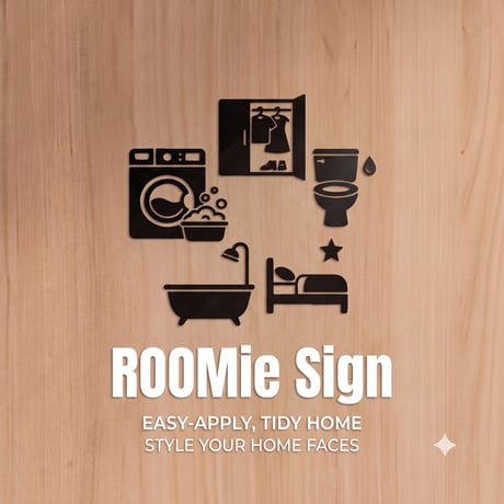 【全9種コンプリートセット】 ウォールステッカー 【ROOMie Sign】 9枚セット リビング トイレ バスルーム キッチン 寝室 子供部屋 洗面所 クローゼット ダイニング