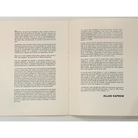 Allan Kaprow　Satisfaction