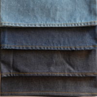 倉敷染®13.5oz アップサイクルデニム　レザー見え光沢