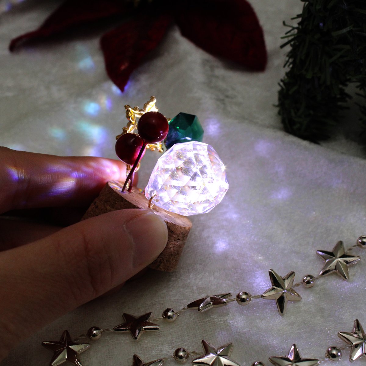 初級キット☆簡単♪置き型コルクのクリスマスミニサンキャッチャー制作