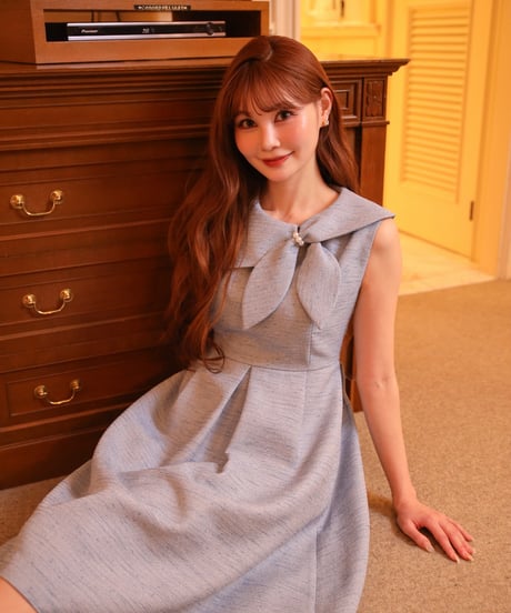 pearl scarf onepiece(blue)