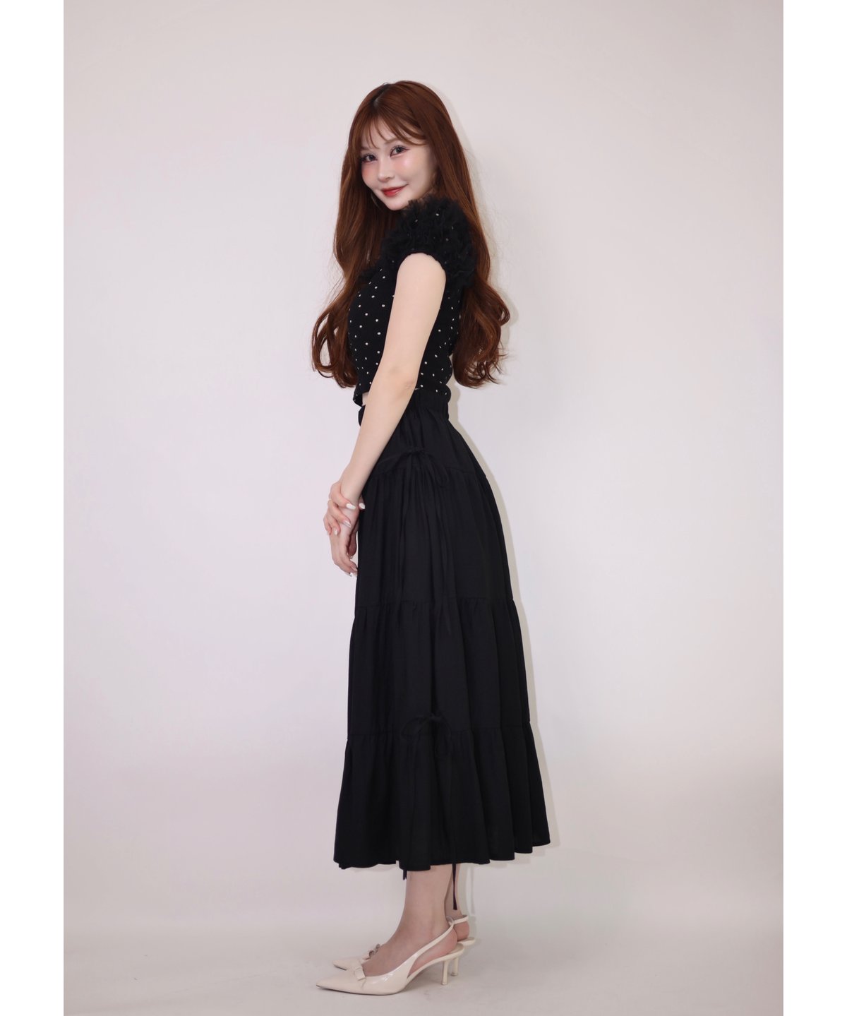 side ribbon skirt（black） | Marry me