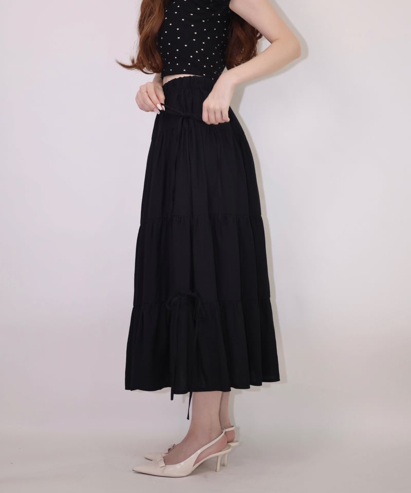 side ribbon skirt（black） | Marry me