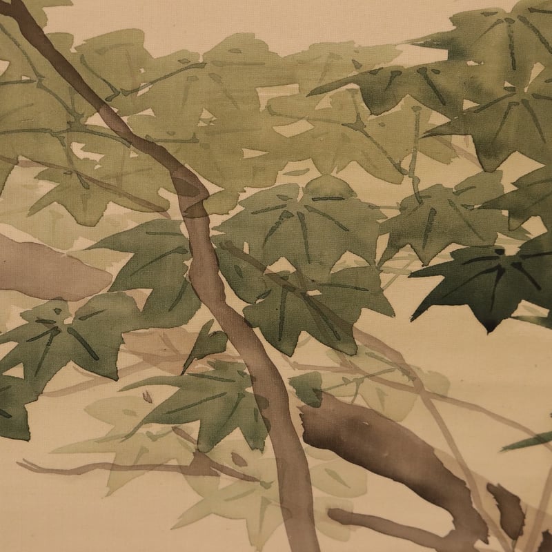 167 平井直水 「紅葉小禽図」 共箱 絹本 肉筆 深田直城師事 大阪