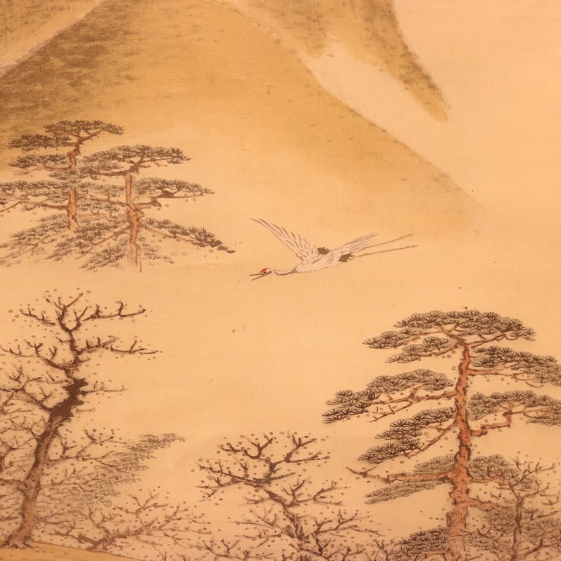 142 矢野鉄山「彩色山水」 絹本 肉筆 小室翠雲師事 愛媛の人 掛軸