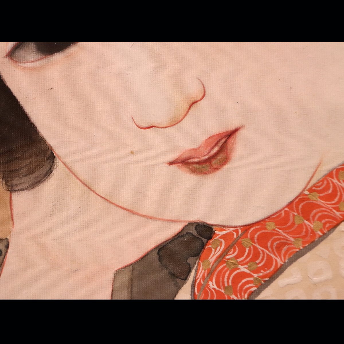 92 島成園 「舞妓」共箱 絹本 肉筆 大阪の人 美人画 掛軸 | 三梨 art