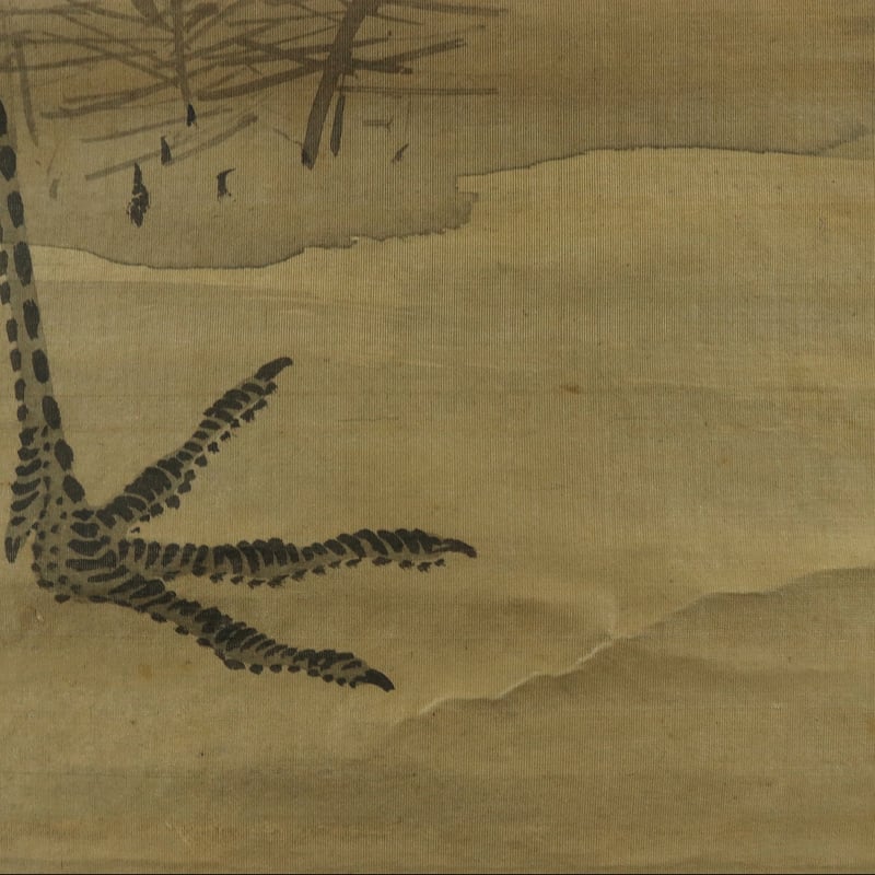 51 蔀 関月「松鶴 竹霍」 双幅 共箱 絹本 肉筆 月岡雪鼎師事 江戸時代