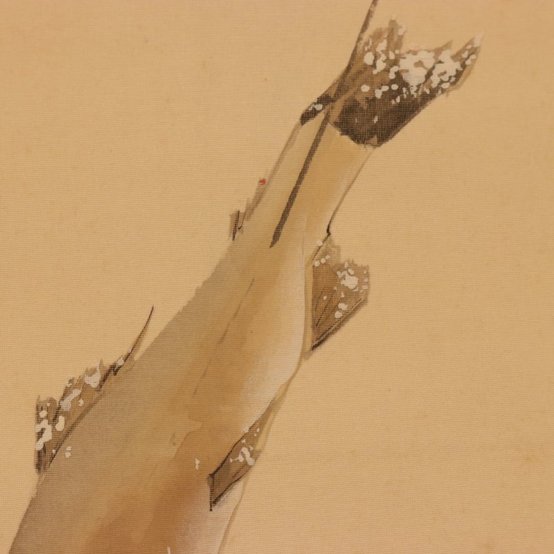 180 山口草平 「鮎の塩焼」 共箱 絹本 挿絵画家 大阪の人 | 三梨 art