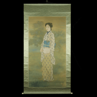 163 江森青雲 「秋夜の狸」絹本 肉筆 森一報の弟子 大阪の画家 動物画