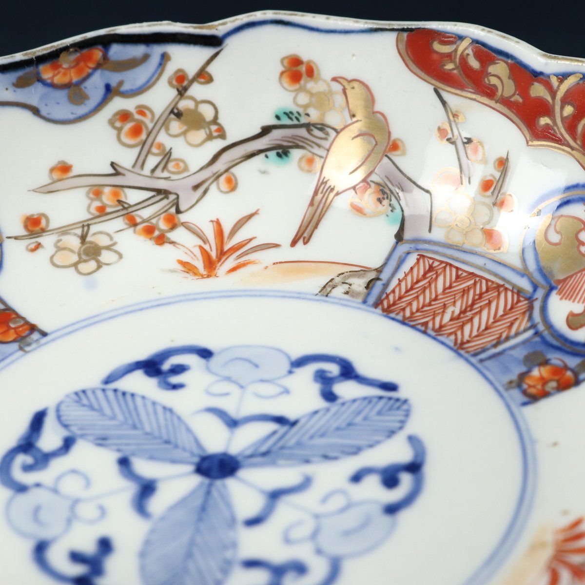 98 伊万里焼 花鳥文膾皿 金彩色絵 江戸後期時代 | 三梨 art and antiques