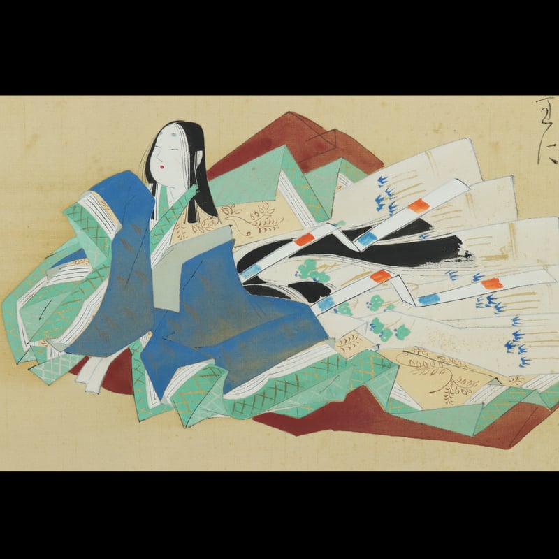78 生田花朝女 「源氏物語画賛」 肉筆 絹本 大和絵画家 大阪の人 女流