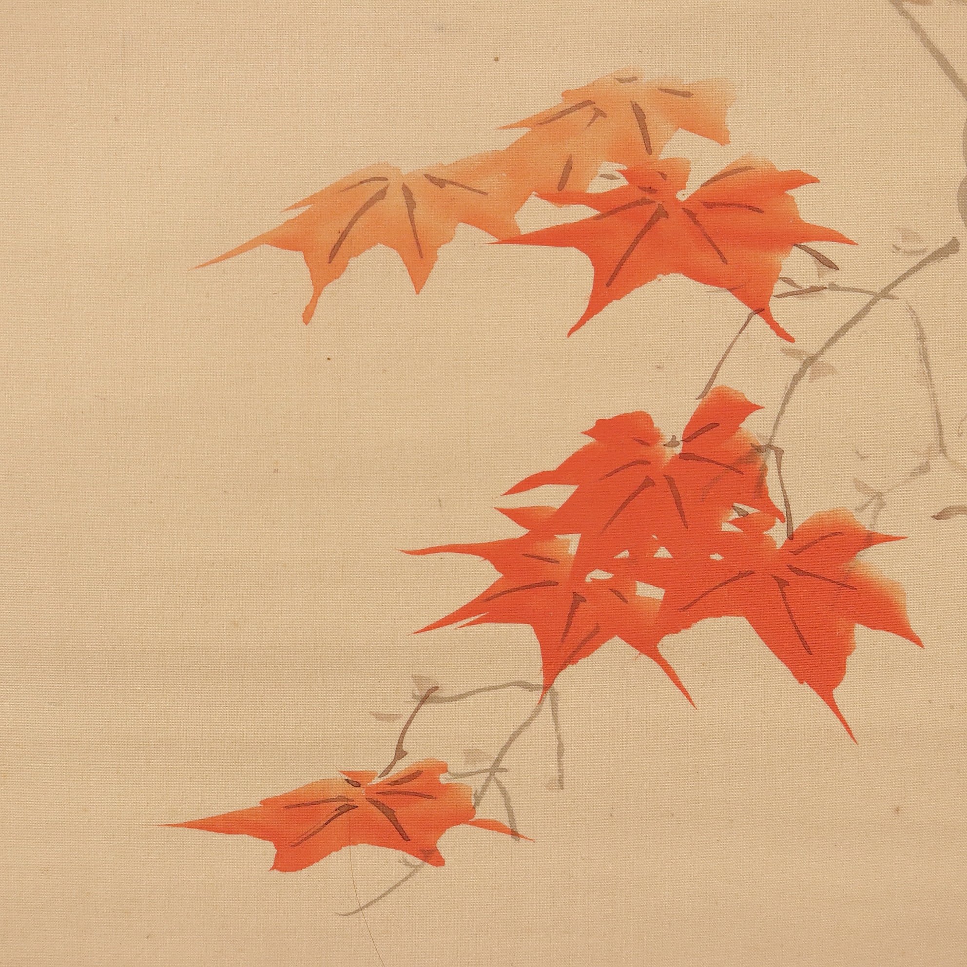 167 平井直水 「紅葉小禽図」 共箱 絹本 肉筆 深田直城師事 大阪