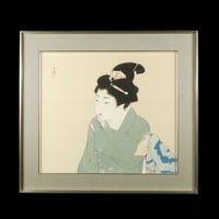 64 上村松篁 「紅雀」 肉筆 絹本 共箱 上村松園 日本芸術院 額装