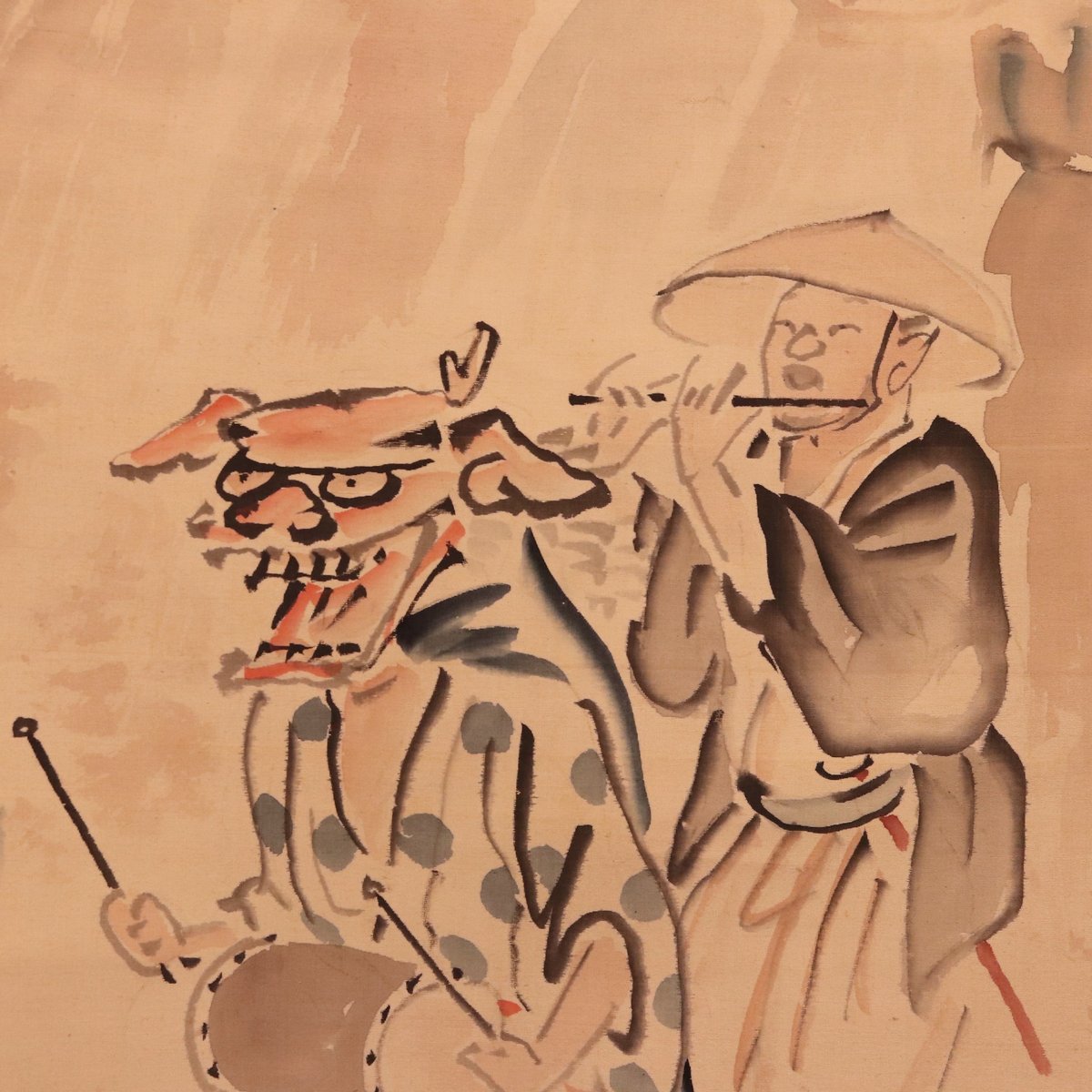 161 菅楯彦 「獅子舞の図」肉筆 共箱 絹本 大阪市名誉市民 歴史画 大和