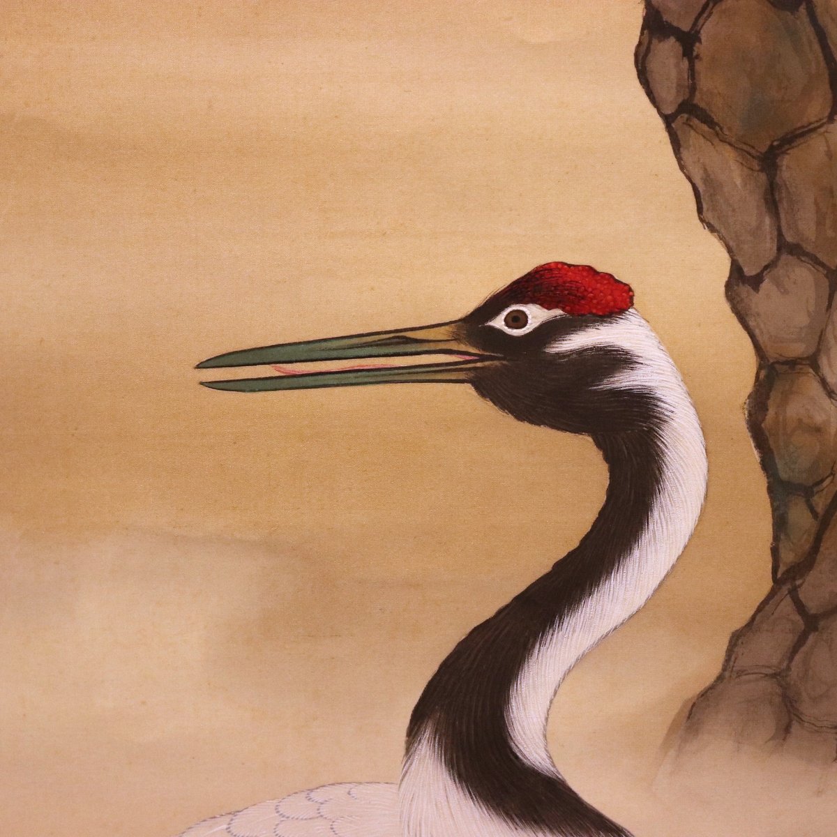 127 上田耕甫「双鶴松図」 絹本 肉筆 大阪の人 南画家 掛軸 | 三梨 art