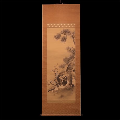 K茶道具　掛軸　丹羽玉邦作　銘:春の渡し舟　20万購入　共箱　紙箱　S983KJ K茶道具 掛軸 丹羽玉邦作 銘:春の渡し舟 20万購入 共箱 紙箱